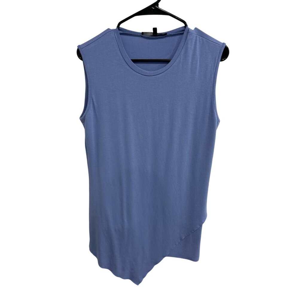 Harvé Benard Blue Asymmetrical Hem Tank Top Size L Summer Chic Minimalist